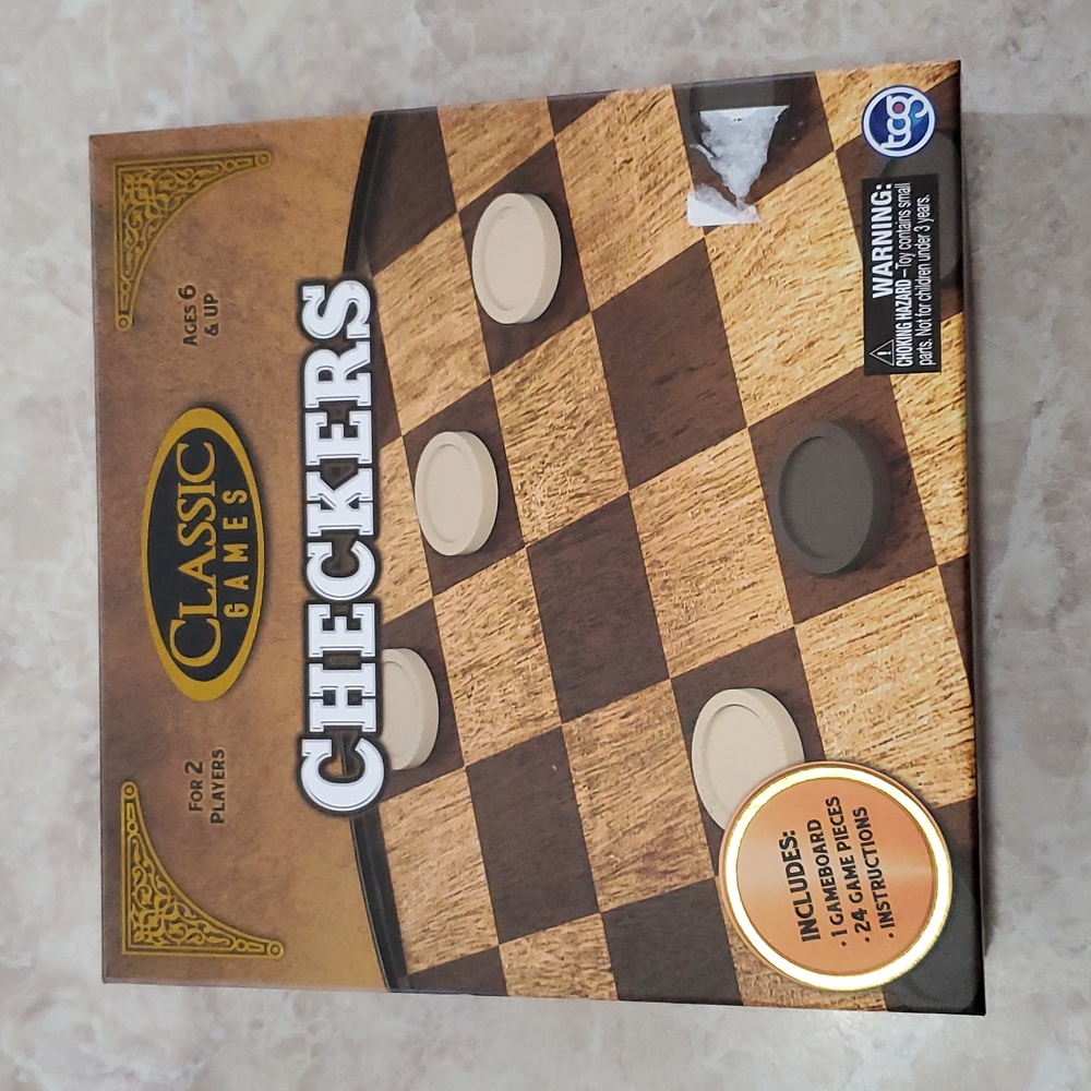 Classic Games Wood Checkers Set | Board & 25 Game Pieces